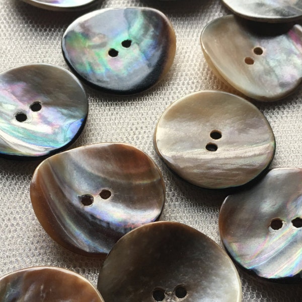 7 Brown Buttons Mussel Mother of Pearl Buttons 40L 25.4mm for Knitting, Jewelry, Garments, Crafts BU 102