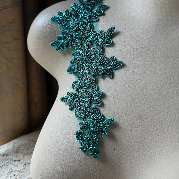 TEAL Lace Applique for Lyrical Dance, Bridal, Capes, Veils, Costume Design CA 976