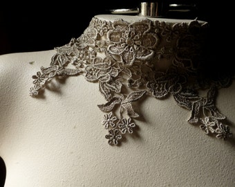 Taupe Lace Trim for Garments, Jewelry Design, Appliques, Costumes CL 5034 Taupe