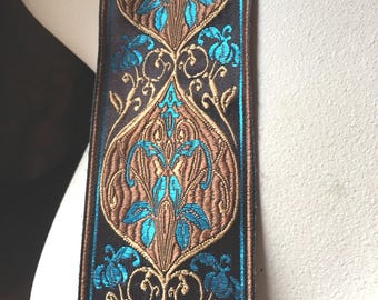 COPPER & TURQUOISE Jacquard Ribbon Trim for Garments, Costume Design, Home Decor TR 227 ct