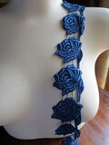 10 Blue Lace Roses Applique Trim for Appliques, Jewelry, Costume or Garment Design CL 6017