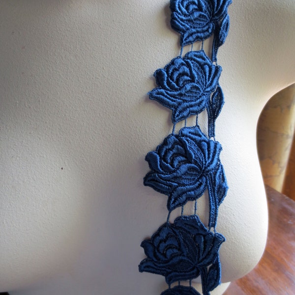 10 Blue Lace Roses Applique Trim for Appliques, Jewelry, Costume or Garment Design CL 6017