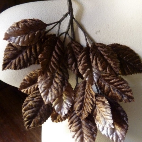 Brown Velvet Leaves in Chocolate Truffle for Hat, Jewelry or Costume Design, Floral or Millinery Supply ML 50