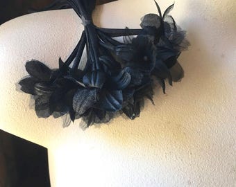 BLACK Flowers Silk Violets for Bridal, Boutonnieres. Milinery