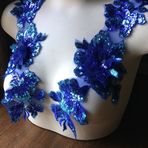 ROYAL BLUE & Aqua Beaded Applique for Lyrical Dance Ballet - Etsy