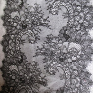 Black Eyelash Lace Chantilly Lace Wider for Shawls, Mantilla, Victorian Gowns, Lingerie CH 2bl image 4