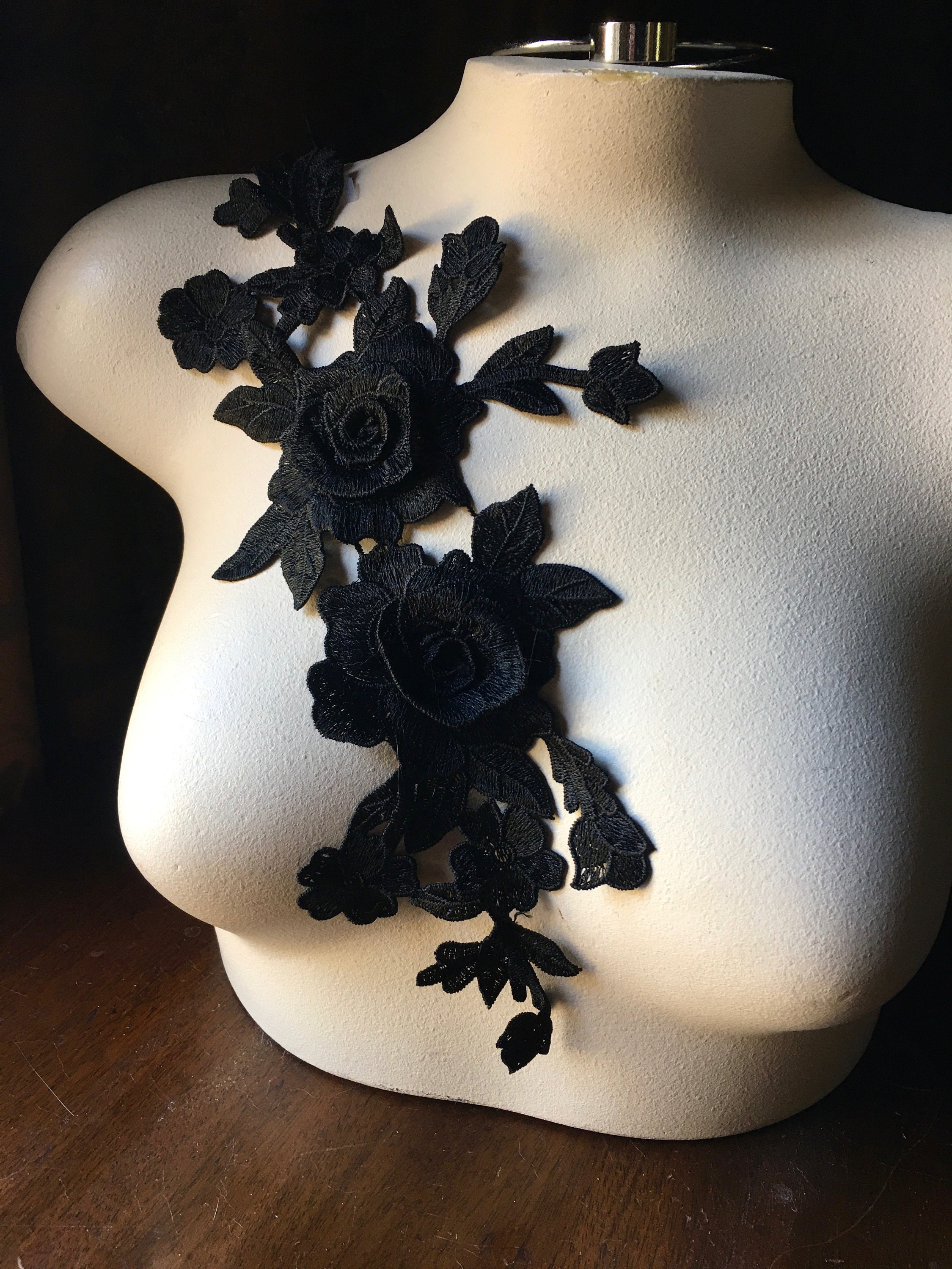 BLACK ROSE Applique for Garments Costume Design CA 902 - Etsy Israel