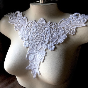 WHITE Lace Applique Dyeable made in USA for Bridal, Jewelry & Costume Design WA 761