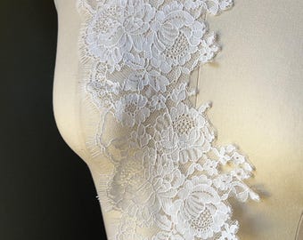 Lt. Ivory Chantilly Eyelash Lace – Bridal Veil, Gown Applique CH 77