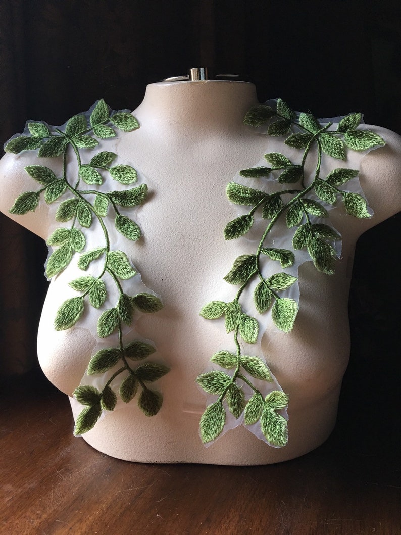 GREEN Leaves Applique PAIR for Lyrical Dance, Garments, Costume Design PR 336 image 5