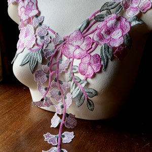Pink Rose Lace Applique for Garments, Costume Design CA 771