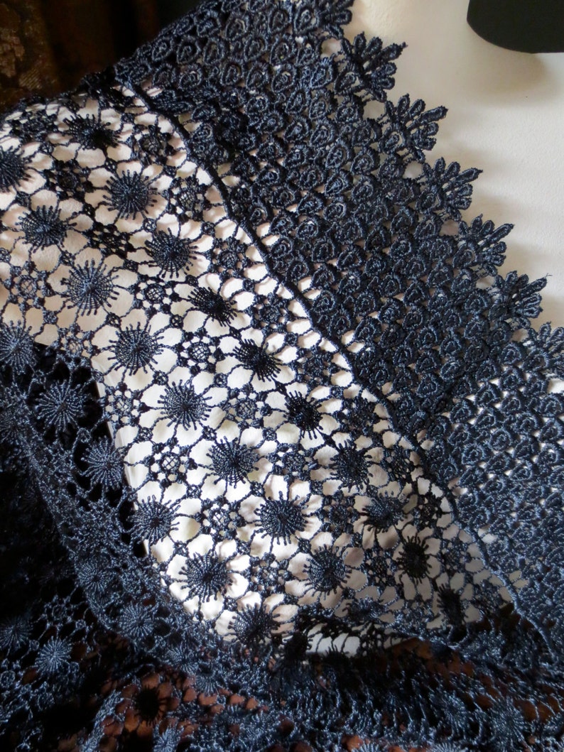 BLACK Venise Lace Fabric for Bridal, Shawls, Sewing, Costume Design image 2