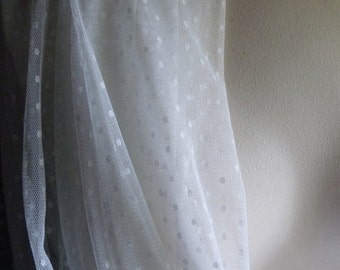 REMNANT - 15" WHITE Point d'Esprit Swiss Dot Veiling #1 - 135 - 140 cm made in UK