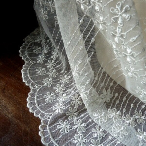IVORY Lace for Shawls in Ivory Cream for Bridal, Boleros, Lace Caps, Shrugs, Christening Gowns,  or Costume Design