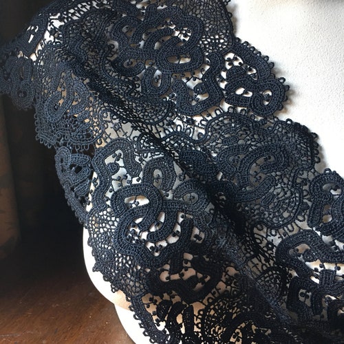 Black Lace Flower Applique for Garments Jewelry or Costume Etsy