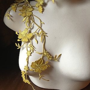 NEW GOLD Flower Vine Applique Iron On for Lyrical Costumes, Cosplay, Garments IRON 84 image 1