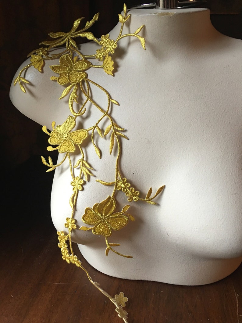 NEW GOLD Flower Vine Applique Iron On for Lyrical Costumes, Cosplay, Garments IRON 84 image 1