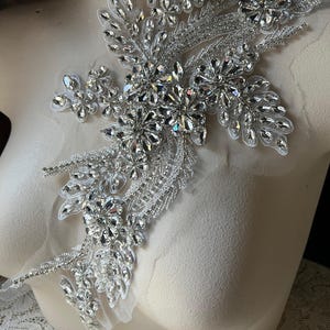 SILVER RHINESTONE #2 (opposite side) Applique Beaded for Lyrical Dance, Ballroom Dance, Costumes, Garments F70b-2