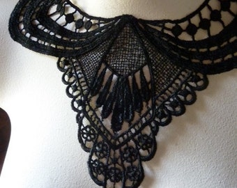 Black Lace Applique for Jewelry or Costume Design, Altered Couture BLA 100