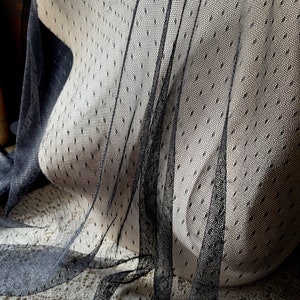 BLACK Swiss Dot Point d&#39;Esprit NETTING #10  for Bridal, Veils, Capes, Fischu, Millinery