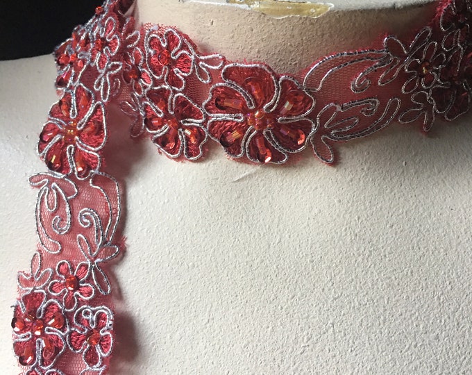 18 RED Beaded Trim for Lyrical Dance Costume or Jewelry Etsy