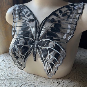 BLACK & Silver Butterfly Applique for Lyrical Dance, Fairy Costumes BLA 341new