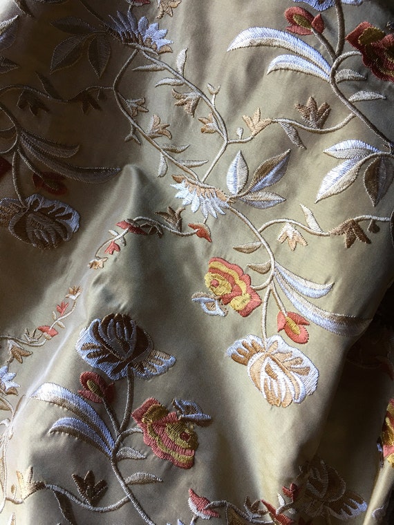 FAT Quarter Silk Embroidered Fabric for JASNA Regency Reticules Masks Victorian Handbags Clutches Etsy