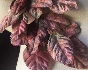 Dusty Rose Taupe Velvet Leaves for Millinery, Bridal, Boutineers, Corsages, Bouquets, Crafts ML 100