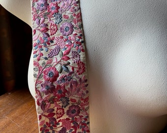 PINKS & BEIGE Multicolored Sari Trim Embroidered SiLK for Garments, Costume Design, Crafts, Junk Journals TR 299