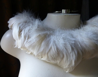3" Strip IVORY Goose Coquil Feathers for Bridal, Boutonnieres,  Masks, Tribal Fusion, Costume Design