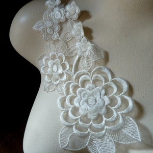 Ivory Lace Flower Applique Dyeable for Lyrical Dance, Ballet, Bridal, Costume Design IA 110 image 3
