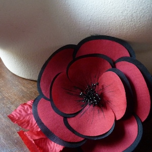 Black & Red Silk Millinery Flower for Fascinators, Corsages, Bouquets MF 109