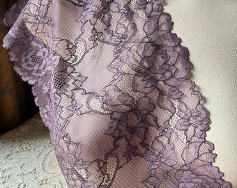 Purple & Black Stretch Lace for Lingerie, Costume Design, Bridal  STR