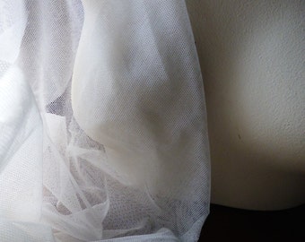 REMNANT 27" Ivory Cotton Tulle Bobbinet 43" width from UK for Bridal, Lace Making, Millinery