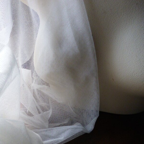 SAMPLE - Ivory Fine Cotton Tulle Bobbinet  from UK for Bridal, Veils, Gowns, Lace Embroidery, Lacemaking, Corsets, Costumes