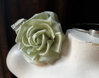 GREEN Rose Silk Millinery Rose SMALL for Bridal, Hats, Corsages mf