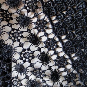 BLACK Venise Lace Fabric for Bridal, Shawls, Sewing, Costume Design image 4