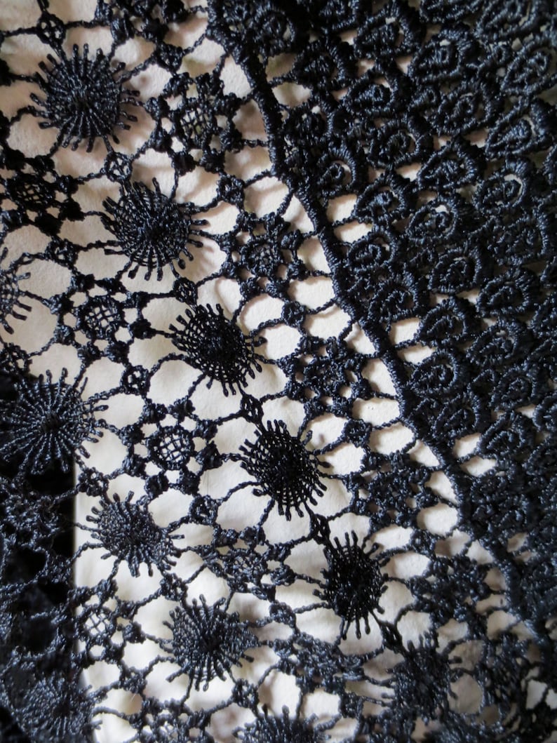 BLACK Venise Lace Fabric for Bridal, Shawls, Sewing, Costume Design image 4