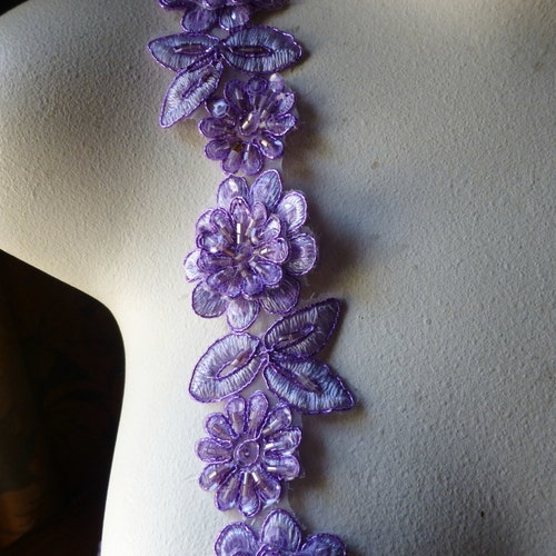 12 LILAC Beaded Applique Trim 12 for Lyrical Etsy