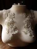 GOLD CHAMPAGNE Appliques Beaded Lace Pair for Lyrical Dance, Ballroom Dance, Costumes, Bridal, Bridesmaids Sashes PR 114