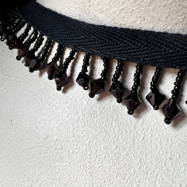 18" BLACK COPPER Beaded Fringe for Garments, Junk Journal Tags, Costume or Jewelry Design, Lampshades or Home Decor