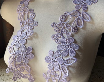 LILAC Applique Lace Pair for Lyrical Dance, Skating, Ballroom Dance Costumes, Sweaters PR 436