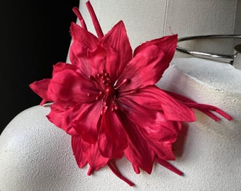 RED Silk Lily Vintage Hybrid Millinery Flower for Bridal, Corsages, Millinery MF