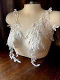 Ivory Leaf Vine Applique Pair: Dyeable Cotton Embroidered Lace PR 412