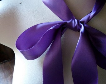 5 yds. Purple Violet Satin Ribbon made in Japan  1.5" wide Single Face for Bridal Sashes, Gift Wrap, Invitations