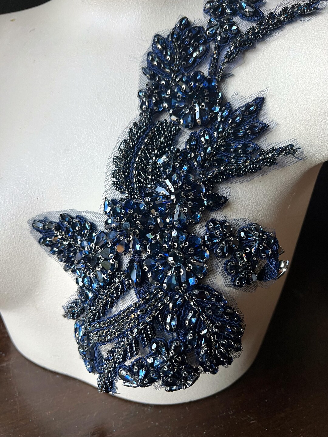 NAVY BLUE RHINESTONE Applique Beaded #1 for Lyrical Dance, Ballroom ...