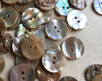 10 Abalone Buttons  24L 15mm for Knitting, Jewelry, Garments, Crafts  BU 107