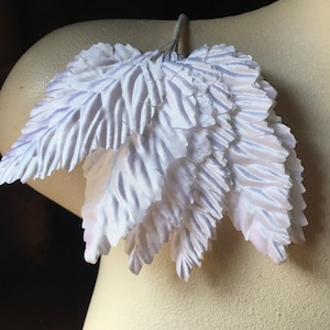 12 WHITE Satin Millinery Leaves Vintage for Christmas Crafts, Costumes, Gift Wrapping