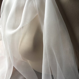 IVORY 100% SILK Chiffon Gauze Fabric 54&quot; wide for Bridal, Capes, Veils, Blushers, Garments, Lingerie