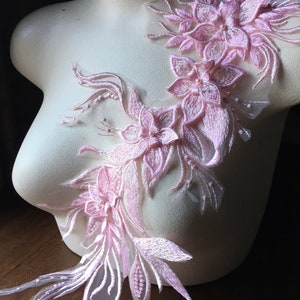 SECOND - CANDY PINK Ombre 3D Applique Lace  for Grad Gowns, Lyrical Dance, Ballet, Couture Gowns F73